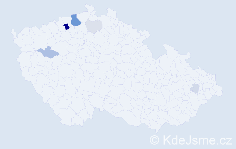 Příjmení: 'Kmetz', počet výskytů 21 v celé ČR