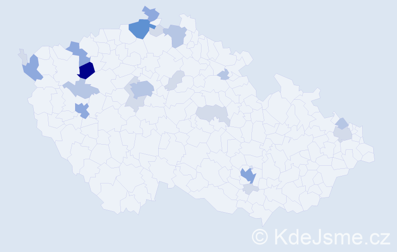 Příjmení: 'Benedek', počet výskytů 57 v celé ČR