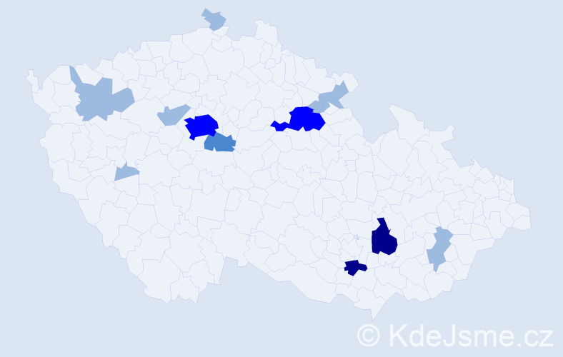 Příjmení: 'Suchán', počet výskytů 25 v celé ČR