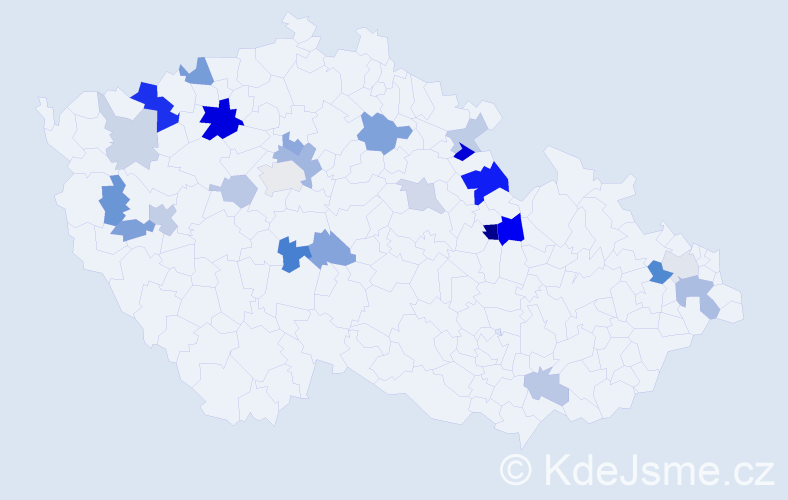 Příjmení: 'Kráčmer', počet výskytů 48 v celé ČR