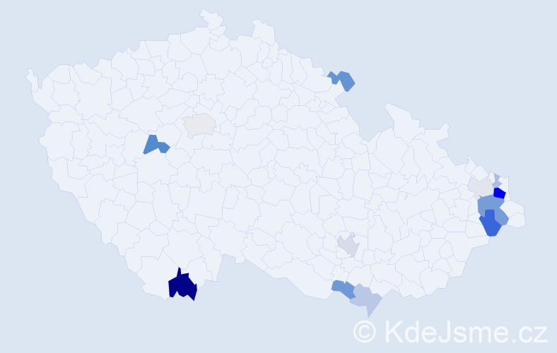 Příjmení: 'Pejková', počet výskytů 30 v celé ČR