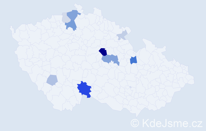 Příjmení: 'Kálesová', počet výskytů 23 v celé ČR