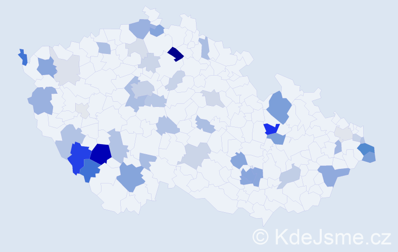 Příjmení: 'Nikodem', počet výskytů 151 v celé ČR