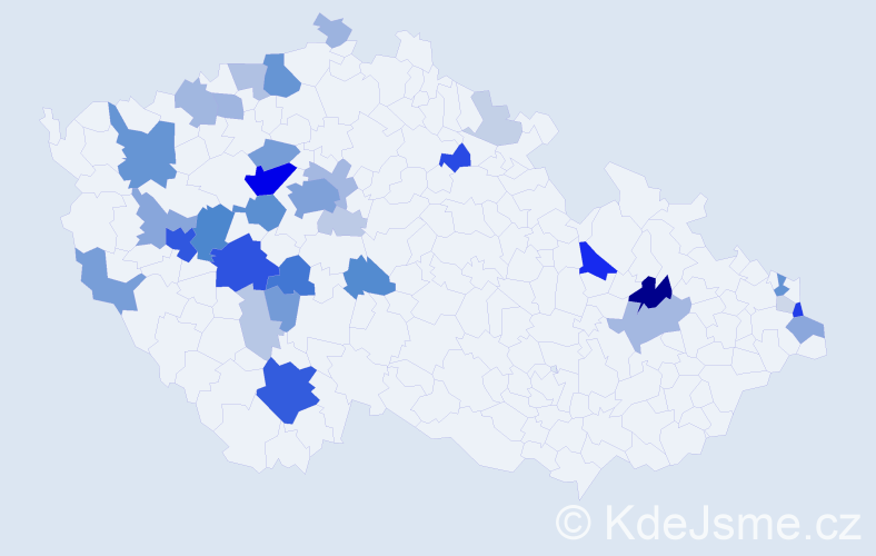 Příjmení: 'Vavroch', počet výskytů 138 v celé ČR