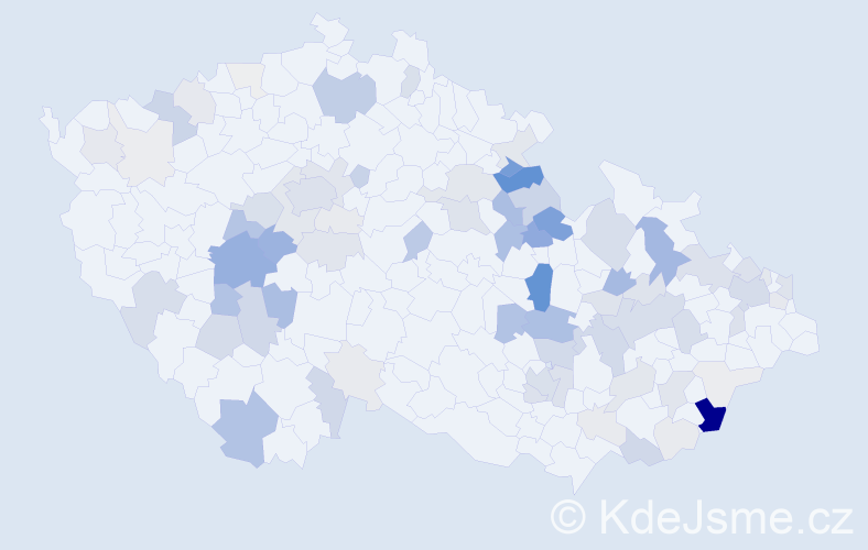Příjmení: 'Krahulec', počet výskytů 306 v celé ČR