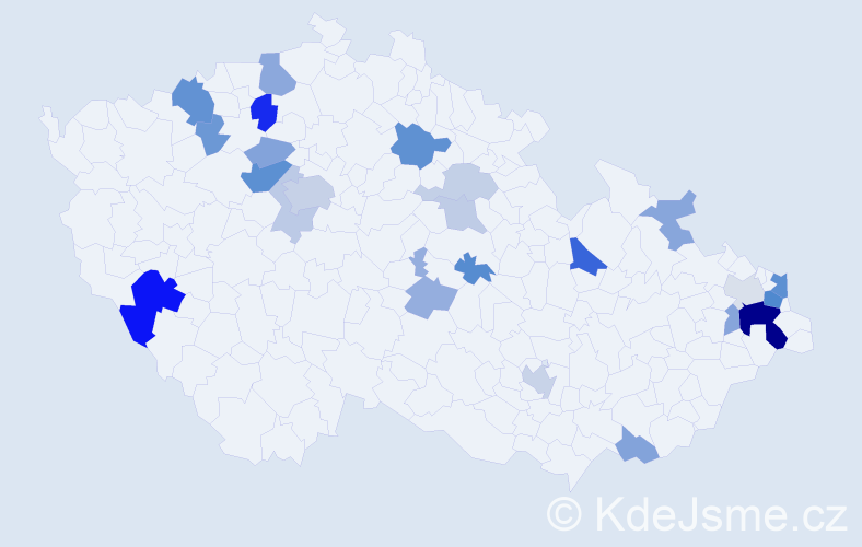 Příjmení: 'Záň', počet výskytů 54 v celé ČR
