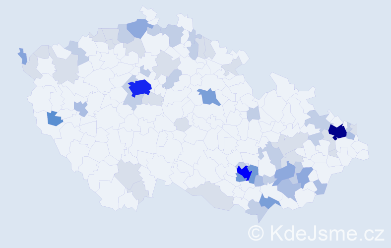 Příjmení: 'Barta', počet výskytů 173 v celé ČR