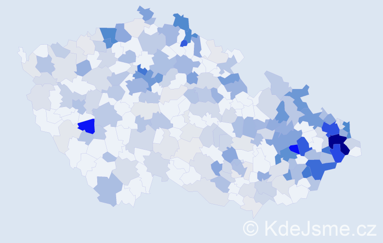 Příjmení: 'Baran', počet výskytů 804 v celé ČR