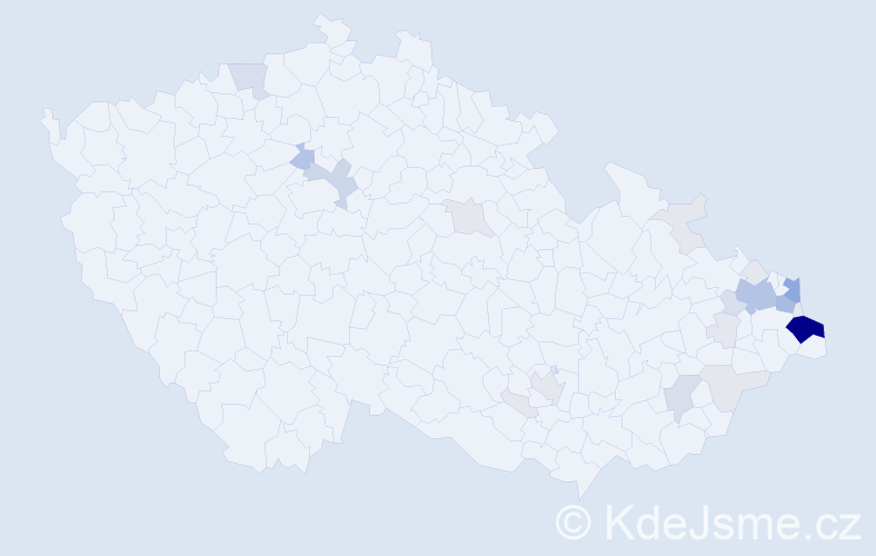 Příjmení: 'Kloda', počet výskytů 82 v celé ČR