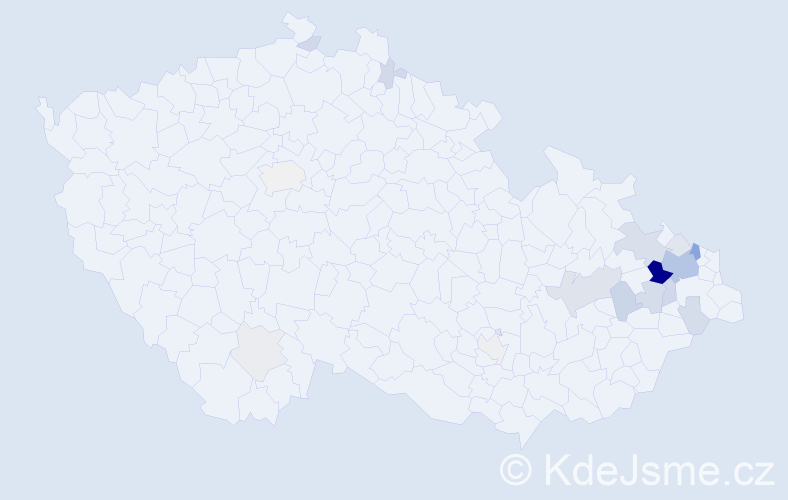 Příjmení: 'Bajnar', počet výskytů 62 v celé ČR