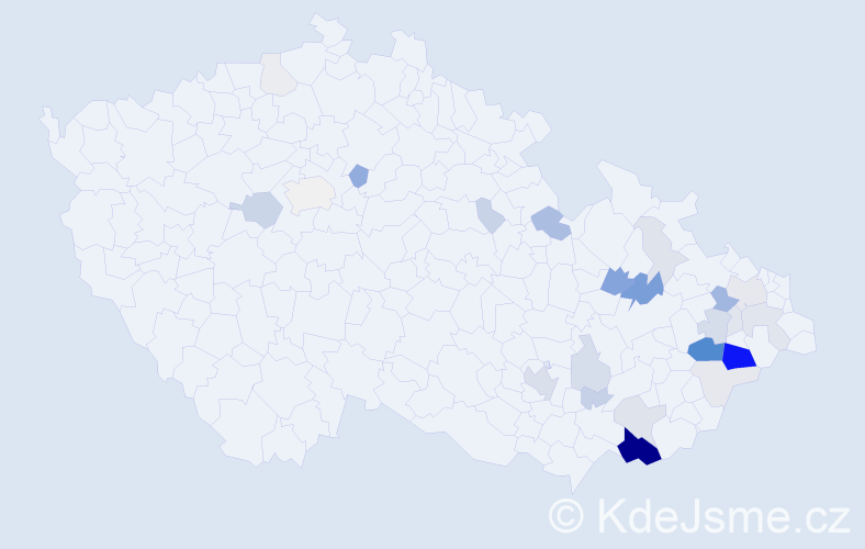 Příjmení: 'Koryčanský', počet výskytů 108 v celé ČR