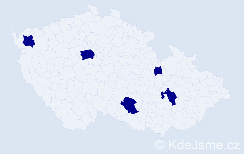 Příjmení: 'Kovačevič', počet výskytů 5 v celé ČR