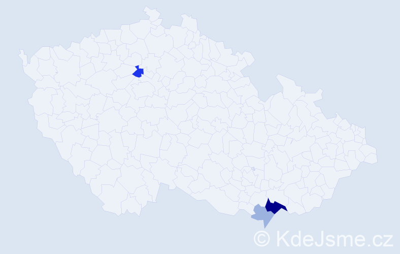 Příjmení: 'Trešek', počet výskytů 9 v celé ČR