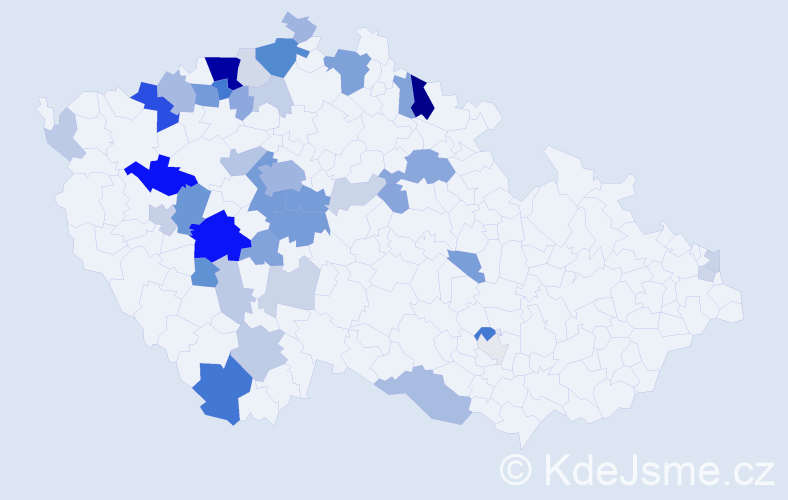 Příjmení: 'Malkovský', počet výskytů 124 v celé ČR