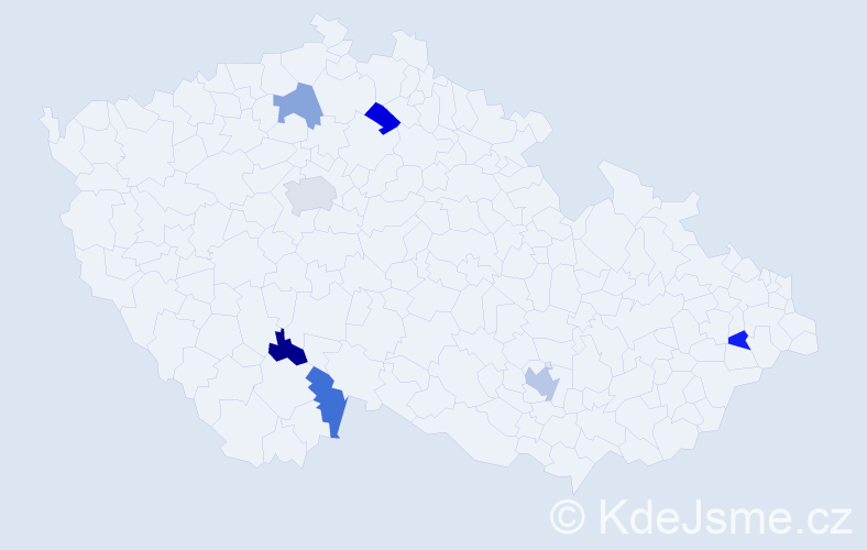 Příjmení: 'Barus', počet výskytů 9 v celé ČR