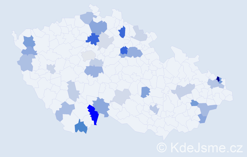 Příjmení: 'Buday', počet výskytů 75 v celé ČR