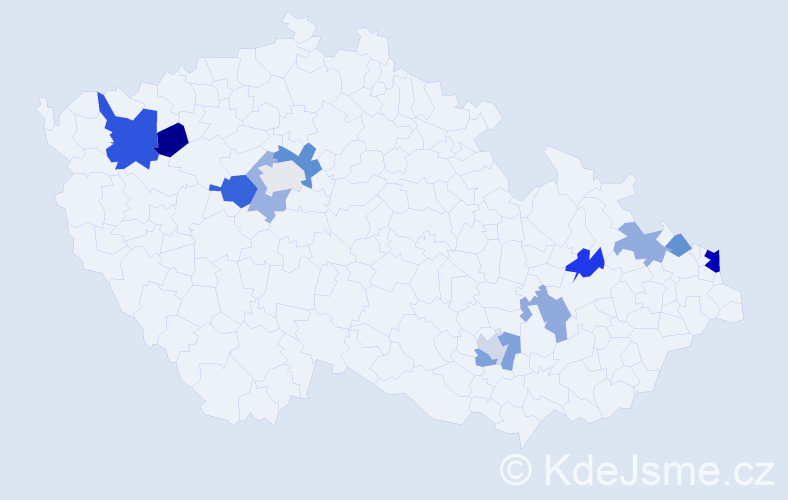 Příjmení: 'Kubuš', počet výskytů 20 v celé ČR