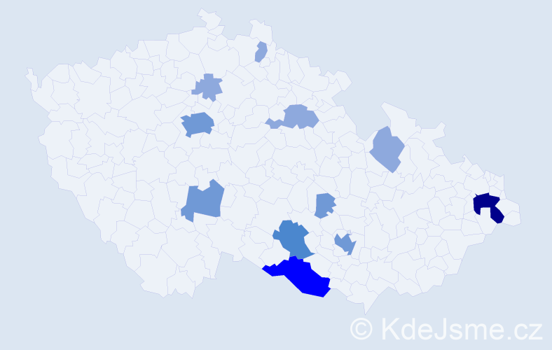 Příjmení: 'Cidlík', počet výskytů 25 v celé ČR
