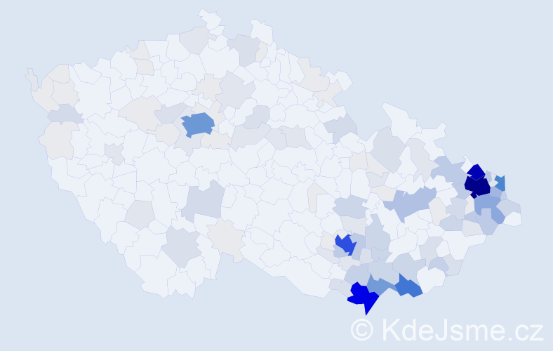 Příjmení: 'Gajda', počet výskytů 579 v celé ČR