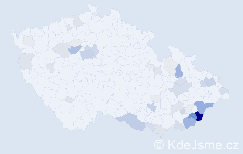Příjmení: 'Pinďáková', počet výskytů 197 v celé ČR