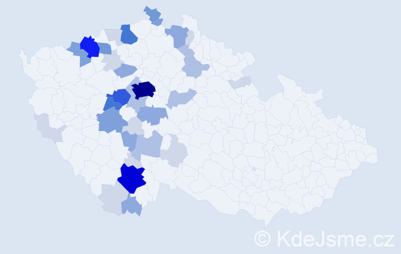 Příjmení: 'Mrkáčková', počet výskytů 120 v celé ČR