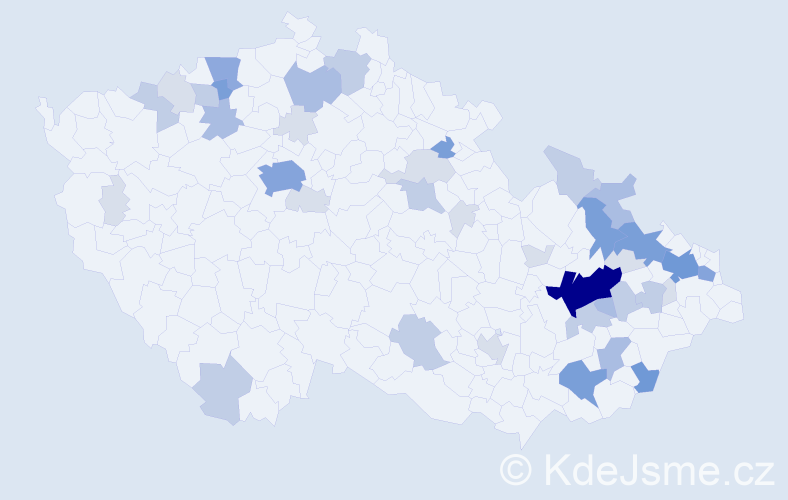Příjmení: 'Bečáková', počet výskytů 124 v celé ČR