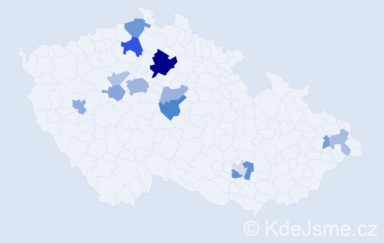 Příjmení: 'Bohdan', počet výskytů 34 v celé ČR
