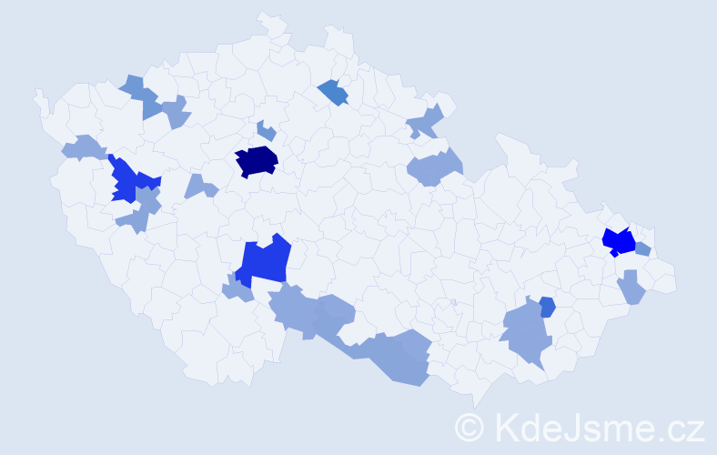 Příjmení: 'Pergerová', počet výskytů 70 v celé ČR