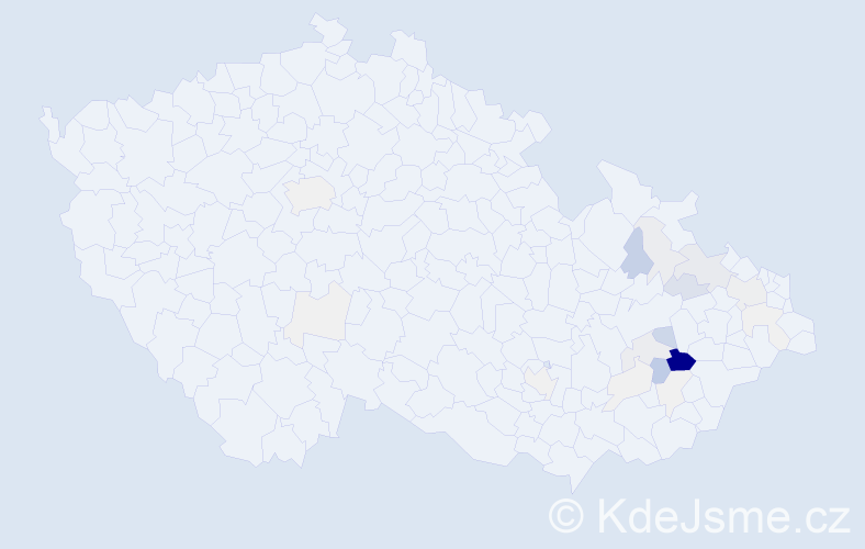Příjmení: 'Krajcar', počet výskytů 102 v celé ČR