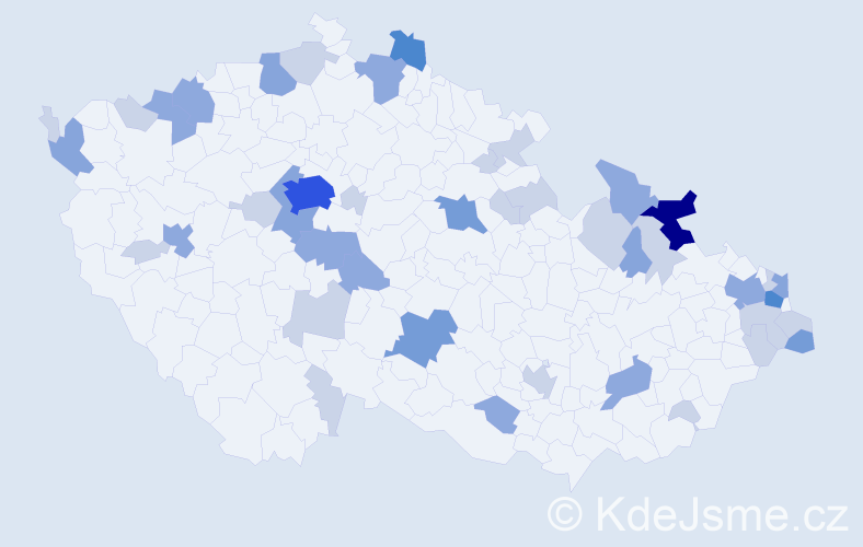 Příjmení: 'Petrek', počet výskytů 100 v celé ČR