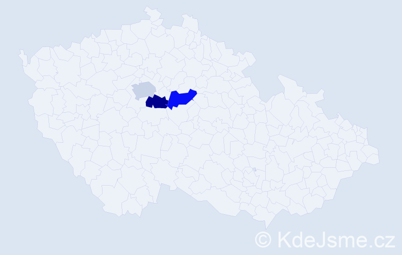 Příjmení: 'Kubie', počet výskytů 3 v celé ČR
