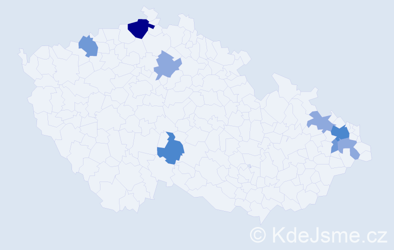 Příjmení: 'Nowák', počet výskytů 19 v celé ČR