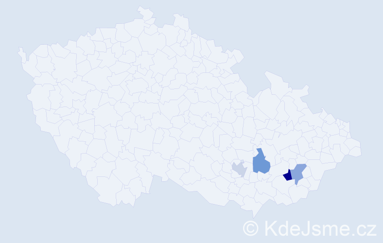 Příjmení: 'Tymonková', počet výskytů 5 v celé ČR