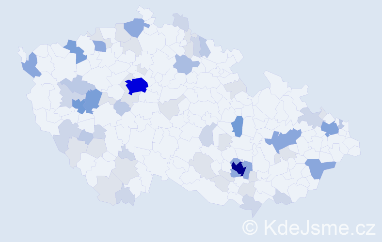 Příjmení: 'Kilian', počet výskytů 195 v celé ČR