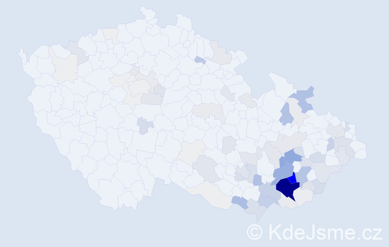 Příjmení: 'Čevela', počet výskytů 336 v celé ČR