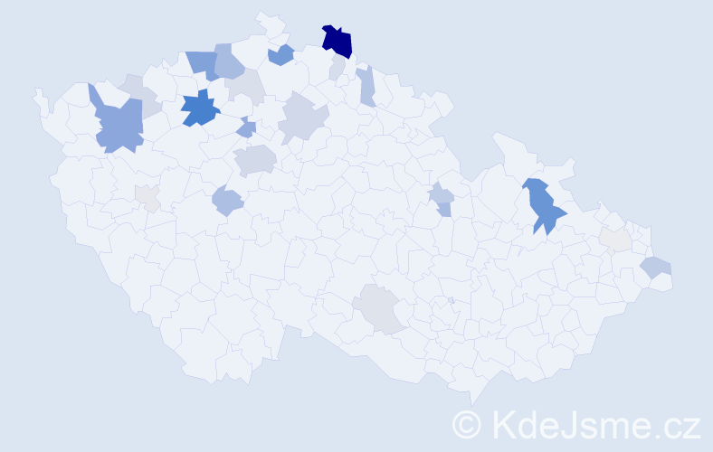 Příjmení: 'Dani', počet výskytů 75 v celé ČR