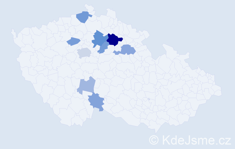 Příjmení: 'Roďan', počet výskytů 19 v celé ČR