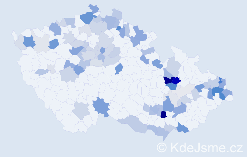 Příjmení: 'Rusnák', počet výskytů 264 v celé ČR