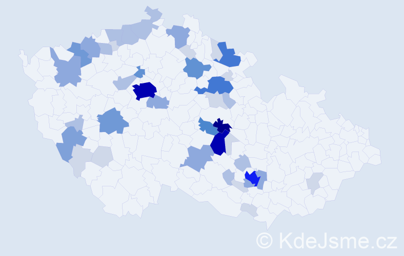 Příjmení: 'Hamák', počet výskytů 152 v celé ČR