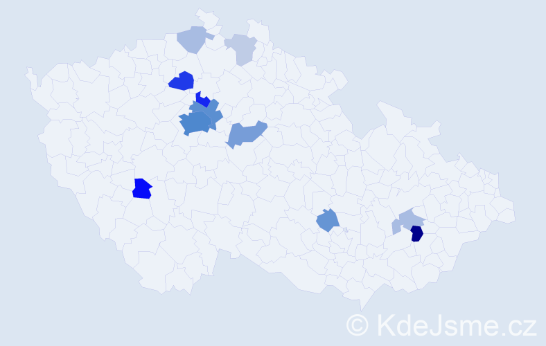 Příjmení: 'Pakanych', počet výskytů 46 v celé ČR