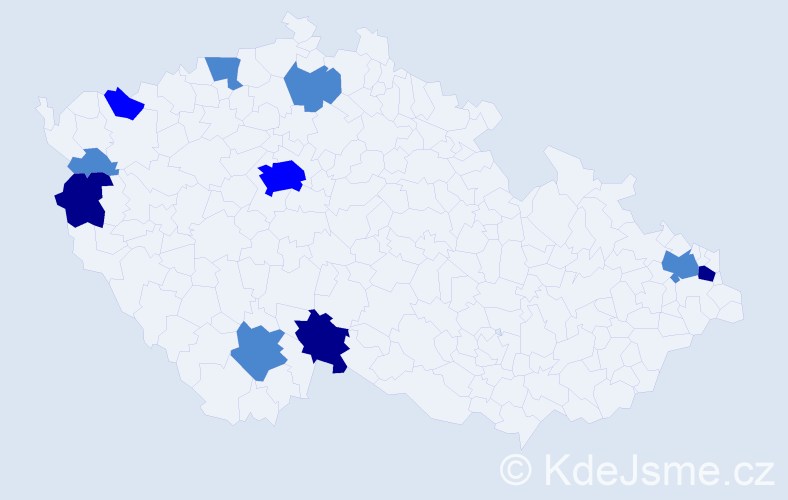 Příjmení: 'Hudlerová', počet výskytů 18 v celé ČR