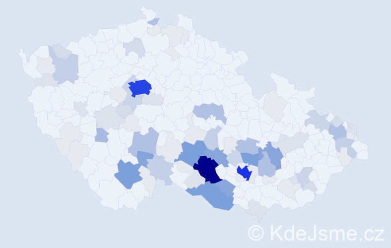 Příjmení: 'Toufar', počet výskytů 378 v celé ČR