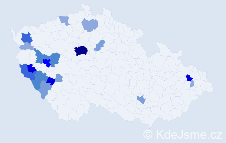 Příjmení: 'Končalová', počet výskytů 59 v celé ČR
