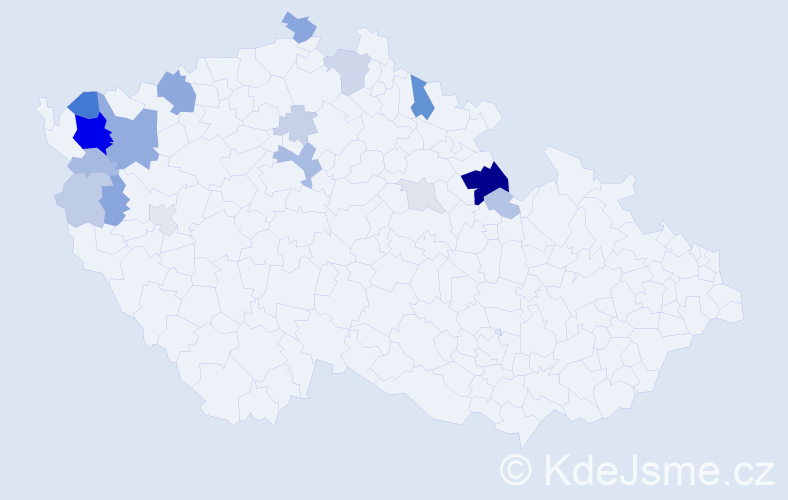 Příjmení: 'Křehký', počet výskytů 52 v celé ČR
