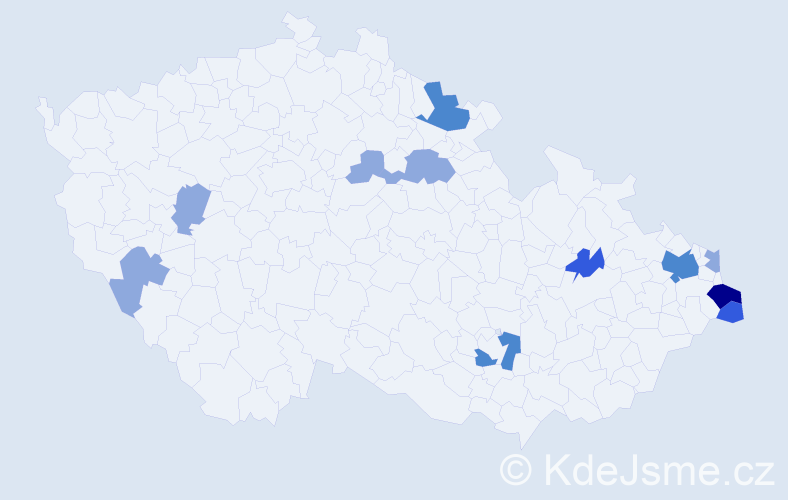 Příjmení: 'Szűcsová', počet výskytů 22 v celé ČR