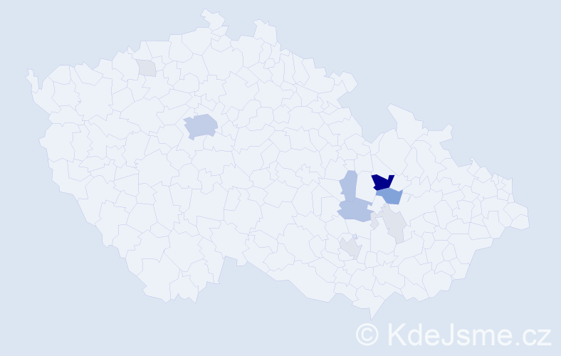 Příjmení: 'Vyjídáček', počet výskytů 54 v celé ČR