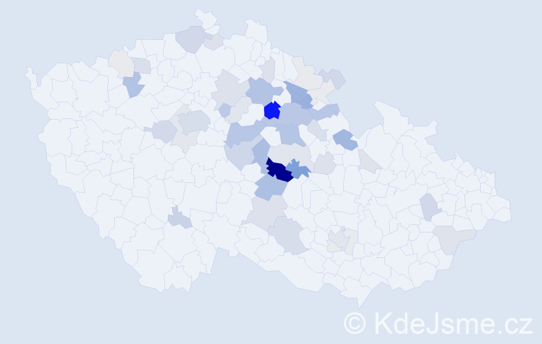 Příjmení: 'Kvačková', počet výskytů 172 v celé ČR