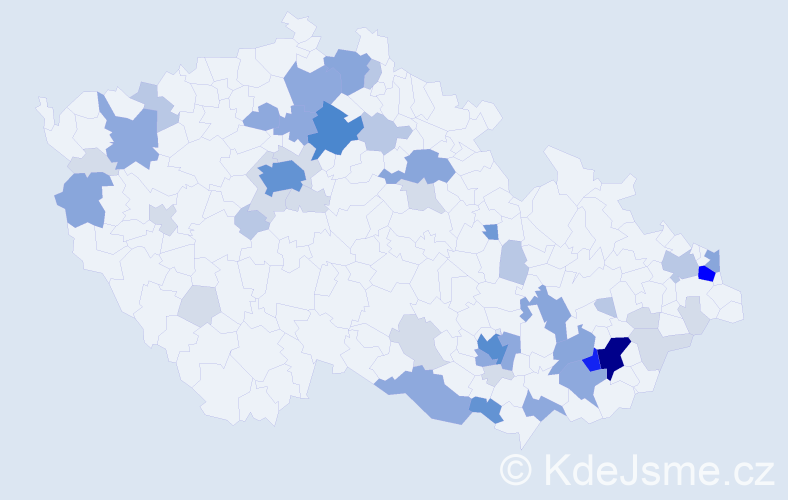 Příjmení: 'Kadlečíková', počet výskytů 156 v celé ČR