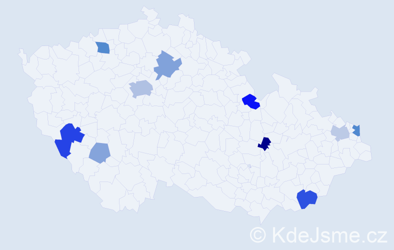 Příjmení: 'Kán', počet výskytů 28 v celé ČR