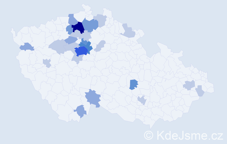Příjmení: 'Kekrt', počet výskytů 58 v celé ČR